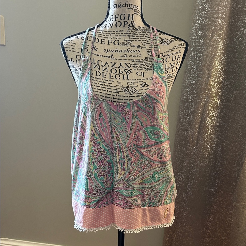 Juicy Couture Pink and Green Paisley Camisole